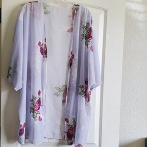 Periwinkle floral Kimono